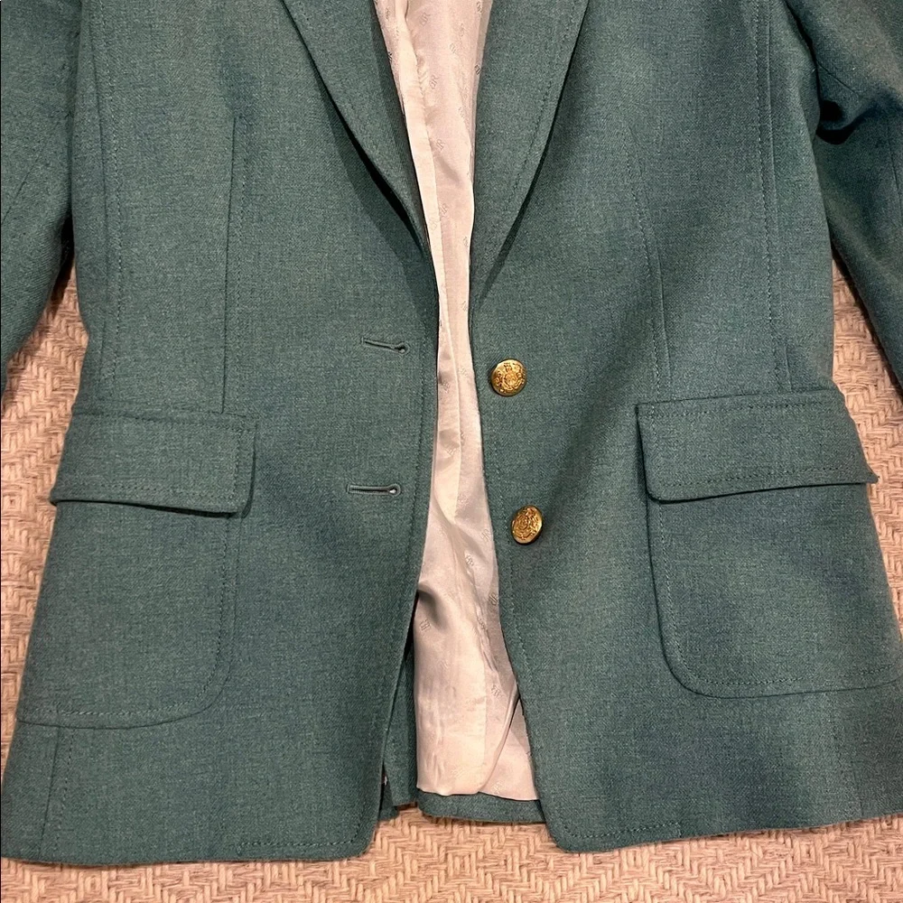 Sea Foam Green Wool-Blend Tailored Blazer - Picture 3 of 6